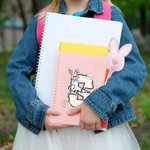 Personalized Cute Rabbit Floral Initial Name A5 Spiral Notebook and Pom Puff Bunny Pen Set with 156 Lined Pages Birthday Easter Gift for Kids