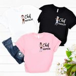 Personalisierte Chef Cartoon Charakter Frauen Crewneck T-Shirt Sweatshirt mit Namen Geburtstag Wertschätzung Geschenk für das Kochen Liebhaber
