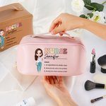 Personifierad Retro Cartoon Medical Character PU läder Wide Open Makeup Bag med namn och substantiv Medicinsk dag Uppskattningsgåva för sjuksköterska läkare