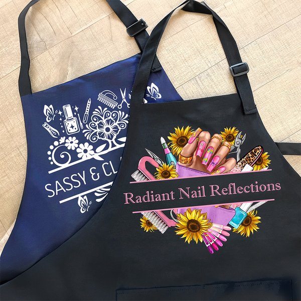 Personalized Colorful Flower Nail Art Adjustable Apron with Name and Pocket Birthday Beauty Salon Opening Gift for Nail Technicians Enthusiasts