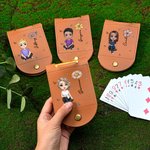 Personalized Cartoon Character Birth Flower Leather Cribbage Board Set with Name Travel Essential Birthday Gift for Family Friends Cribbage Lovers