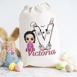 Personalisierte niedlichen Cartoon-Charakter Hase Küken erste Drawstring behandeln Tasche mit Namen Ostern Geburtstag Party Geschenk für Jungen Mädchen