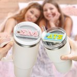 Personalisierte Multicolor Glitter griechischen Buchstaben Name Platte Tag Deckel Topper für 30 oz 40 oz Stanley Becher Zubehör Sorority Geschenk für Schwestern Mädchen