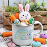 Personalisierte niedliche Regenbogen Osterhase 11oz Emaille Becher mit Namen Ostern Party Geburtstag Geschenk für Kinder