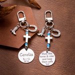 Personalisierte Western Kreuz Hufeisen Pferd Sattel Perlen Charme mit Namen Pferdesport Geburtstag Geschenk für Pferdeliebhaber Besitzer