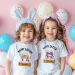 Spersonalizowana koszulka Happy Easter Cute Bunny 100% bawełna Bluza z kapturem z imieniem Wielkanocny prezent dla chłopców i dziewczynek