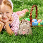 Personalisierte Cartoon Charakter Geburt Blume Drawstring Jute behandeln Tasche mit Namen Ostereier jagt Geburtstag Geschenk für Familie Freund
