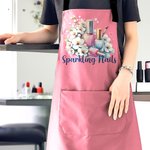 Personalisierte bunte Blume Nagelkunst verstellbare Schürze mit Namen und Tasche Geburtstag Beauty Salon Eröffnung Geschenk für Nageltechniker Enthusiasten