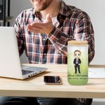 Personalised Floral Cartoon Business Character 20oz Frosted Glass Cup with Name and Straw Daily Travel Essential Birthday Office Gift for Coworker