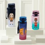 Botella de agua deportiva con tapa abatible y correa personalizada de baloncesto de dibujos animados en degradado a prueba de fugas Regalo de cumpleaños para los amantes del baloncesto