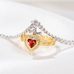 Personalizado exquisito amor en forma de corazón anillo de piedra de nacimiento y pulsera ajustable conjunto con el nombre de cumpleaños regalo de aniversario para las mujeres