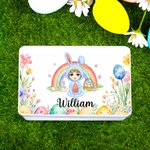 Boîte à biscuits en fer blanc personnalisée avec nom Accessoires de rangement pour la fête de Pâques Cadeau pour Garçons Filles