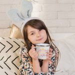 Personalisierte niedliche Regenbogen Osterhase 11oz Emaille Becher mit Namen Ostern Party Geburtstag Geschenk für Kinder