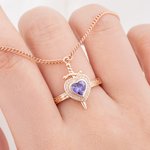 Personalizado exquisito amor en forma de corazón anillo de piedra de nacimiento y pulsera ajustable conjunto con el nombre de cumpleaños regalo de aniversario para las mujeres