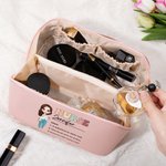 Personifierad Retro Cartoon Medical Character PU läder Wide Open Makeup Bag med namn och substantiv Medicinsk dag Uppskattningsgåva för sjuksköterska läkare