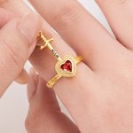 Personalizado exquisito amor en forma de corazón anillo de piedra de nacimiento y pulsera ajustable conjunto con el nombre de cumpleaños regalo de aniversario para las mujeres