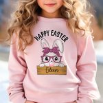 Spersonalizowana koszulka Happy Easter Cute Bunny 100% bawełna Bluza z kapturem z imieniem Wielkanocny prezent dla chłopców i dziewczynek
