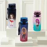 Personalisierte Gradient Cartoon Basketball Volleyball Fußball Mädchen Leakproof Name Wasserflasche mit Flip-Top-Deckel und Riemen Geschenk für Gym Sportliebhaber