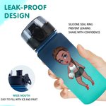 Personalisierte Gradient Cartoon Basketball Volleyball Fußball Mädchen Leakproof Name Wasserflasche mit Flip-Top-Deckel und Riemen Geschenk für Gym Sportliebhaber