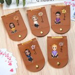 Personalized Cartoon Character Birth Flower Leather Cribbage Board Set with Name Travel Essential Birthday Gift for Family Friends Cribbage Lovers