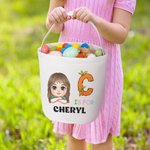 Personalizzato Cartoon personaggio coniglietto pulcino iniziale Borsa secchiello con iniziale e nome Cestino caccia all'uovo di Pasqua Bomboniere festa di compleanno regalo per i bambini