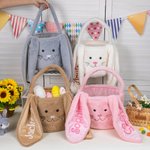 Personalisierter Osterkorb in Form von Langen Plüsch Hasenohren Glitzernder Name Ostereier-Jagd Geschenk für Kinder