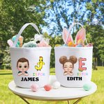 Personalizzato Cartoon personaggio coniglietto pulcino iniziale Borsa secchiello con iniziale e nome Cestino caccia all'uovo di Pasqua Bomboniere festa di compleanno regalo per i bambini