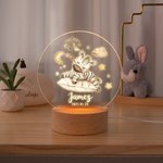 Spersonalizowana akrylowa lampka nocna LED Sleep Animal Panda Zebra z drewnianą podstawą i imieniem Dekoracja pokoju dziecięcego Prezent urodzinowy dla dzieci