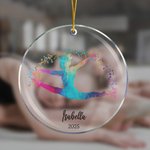 Personalized Watercolour Gymnastics Sports Silhouette Acrylic Christmas Ornament with Name Christmas Tree Decor Gift for Gymnasts