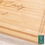 Personalised Monogram Initial Name Date  FSC Bamboo Engraved Charcuterie Chopping Board with Juice Groove Housewarming Wedding Gift for Couple Family