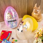 Oeuf de Pâques personnalisé garçon fille lapin poussin initiale à remplir avec le nom Oeuf de Pâques Jumbo à remplir pour le panier d'anniversaire Cadeau d'anniversaire pour enfants