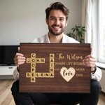 Personalisierte Kreuzworträtsel Scrabble Puzzle Kunst Poster gerahmt rahmenlose Malerei mit Namen Geburtstag Housewarming Geschenk für Familienmitglied