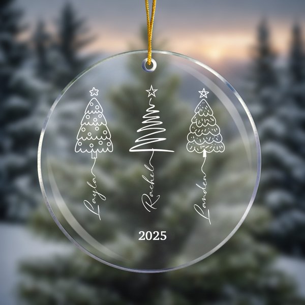 Personlig linje juletre akryl ornament med 1-5 navn og år Festival Home Decor julegave til familie og venner