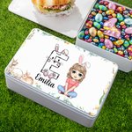 Boîte de conservation pour biscuits avec initiales et nom Cadeau de Pâques pour garçons et filles