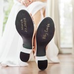 Personalized Groom Bridal Shoes Vinyl Decal Sticker with Name Date and Heart Multicolor Available Wedding Day Accessories for Couple