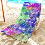 Personalisiertes Batik Graffiti Strandtuch mit Namen Wortwolke Schnelltrocknend Übergroß Urlaub Reise Zubehör Geburtstag Geschenk für Familie Freunde