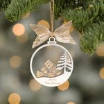 Personalised Baby First Christmas Snowball Design Wooden Ornament with Name Christmas Tree Decor Newborn Gift for Baby Boys Girls