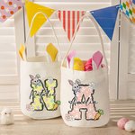 Personalisierte niedliche Osterhase Karotte Initial Korb mit Namen Ostern Party Geburtstag Geschenk für Jungen Mädchen