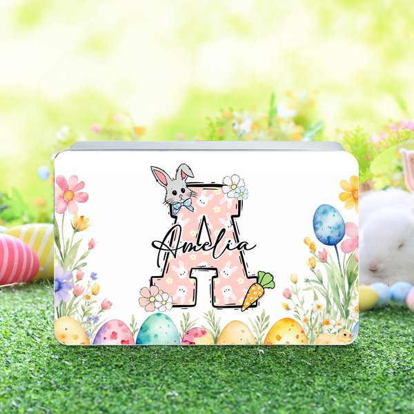 Boîte à biscuits en fer blanc personnalisée avec nom Cadeau d'anniversaire de Pâques pour les enfants