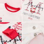 Pyjama de Bébé à Manches Longues Personnalisé avec Nom et Initiale Design Flocons de Neige Père Noël Rouge et Blanc Cadeau de Noël pour Garçons Filles