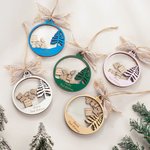 Personalised Baby First Christmas Snowball Design Wooden Ornament with Name Christmas Tree Decor Newborn Gift for Baby Boys Girls