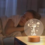 Spersonalizowana akrylowa lampka nocna LED Sleep Animal Panda Zebra z drewnianą podstawą i imieniem Dekoracja pokoju dziecięcego Prezent urodzinowy dla dzieci