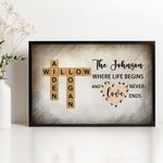 Personalisierte Kreuzworträtsel Scrabble Puzzle Kunst Poster gerahmt rahmenlose Malerei mit Namen Geburtstag Housewarming Geschenk für Familienmitglied