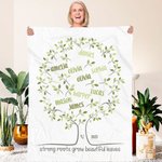 Couverture personnalisée en forme d'arbre généalogique avec 2 à 20 noms Cadeau d'anniversaire pour la famille