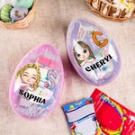 Oeuf de Pâques personnalisé garçon fille lapin poussin initiale à remplir avec le nom Oeuf de Pâques Jumbo à remplir pour le panier d'anniversaire Cadeau d'anniversaire pour enfants