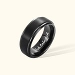 Personalisierter Wolfram Schwarzer Ring mit Eingraviertem Inneren Text Valentinstag Jahrestag Vatertag Geschenk für Herren