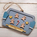 Personalisierte 1-10 Lebkuchen Mann Katze Hund Keks hölzerne Weihnachtsschmuck mit eingraviertem Namen und Titel Weihnachtsbaumschmuck Geschenk für Familie Kinder
