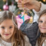 Personalized Watercolour Gymnastics Sports Silhouette Acrylic Christmas Ornament with Name Christmas Tree Decor Gift for Gymnasts