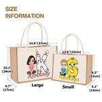 Personnalisé Cartoon Character Rabbit Chick Initial Large Jute Tote Bag with Name Eggs Hunting Party Favor Easter Gift for Boys Girls