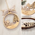 Personalised Baby First Christmas Snowball Design Wooden Ornament with Name Christmas Tree Decor Newborn Gift for Baby Boys Girls